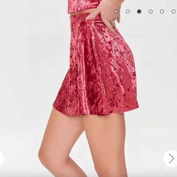 New in Package Burgundy Velour High Waist Mini Skirt, Juniors - Picture 2 of 4